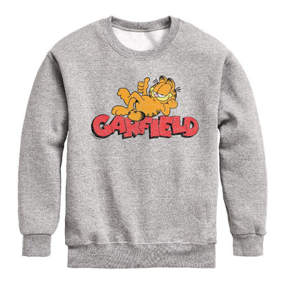 Boys' - Garfield - Garf Laying Graphic Long Sleeve Fleece Sweatshirt