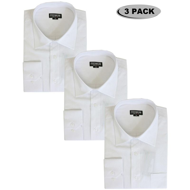 Galaxy Authentic Boy’s Long Sleeve Button Down Dress Shirt-3 Pack