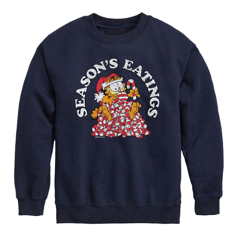 Boys' - Garfield - Seasons Eatings Graphic Long Sleeve Fleece Sweatshirt