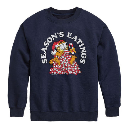 Boys' - Garfield - Seasons Eatings Graphic Long Sleeve Fleece Sweatshirt