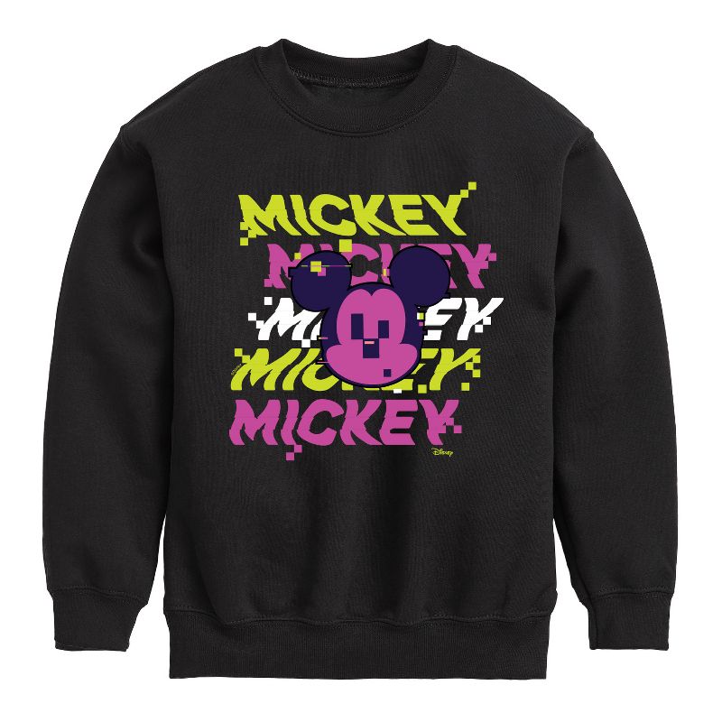 Boys' - Disney - Mickey Stacked Graphic Long Sleeve Fleece Sweatshirt