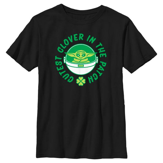 Boy's Star Wars: The Mandalorian St. Patrick's Day Grogu Cutest Clover in the Patch T-Shirt