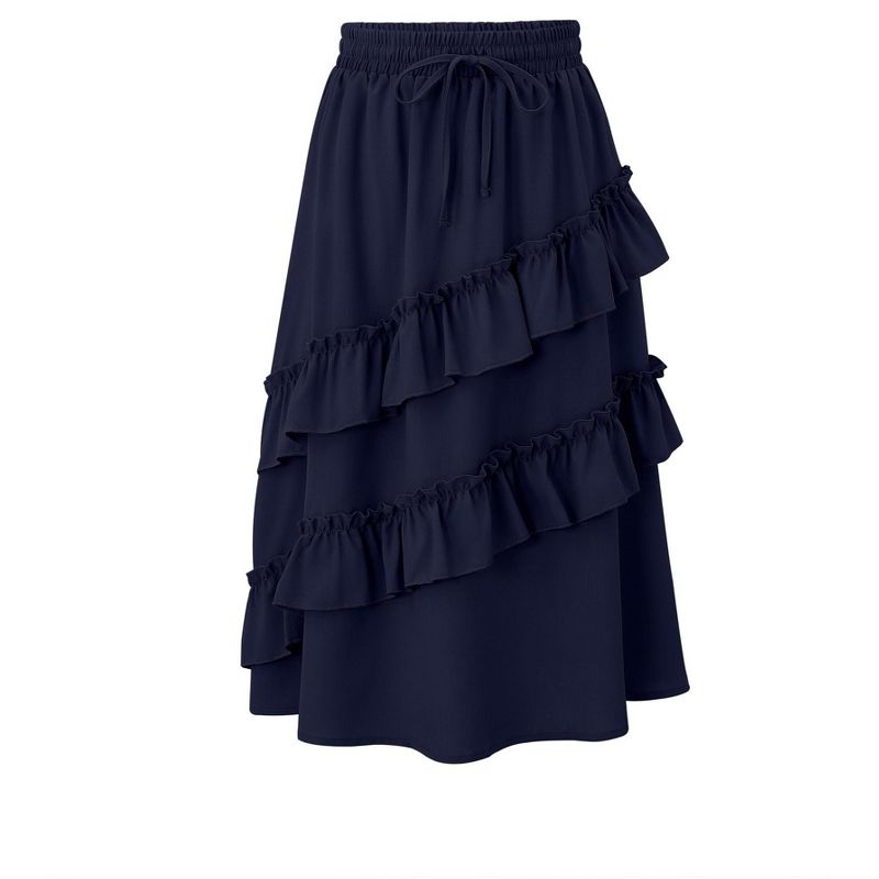 Girls Summer High Waisted Maxi Skirt Ruffle Hem Cute Long Skirts with Elastic Waistband for Kid Girl 5-14Y