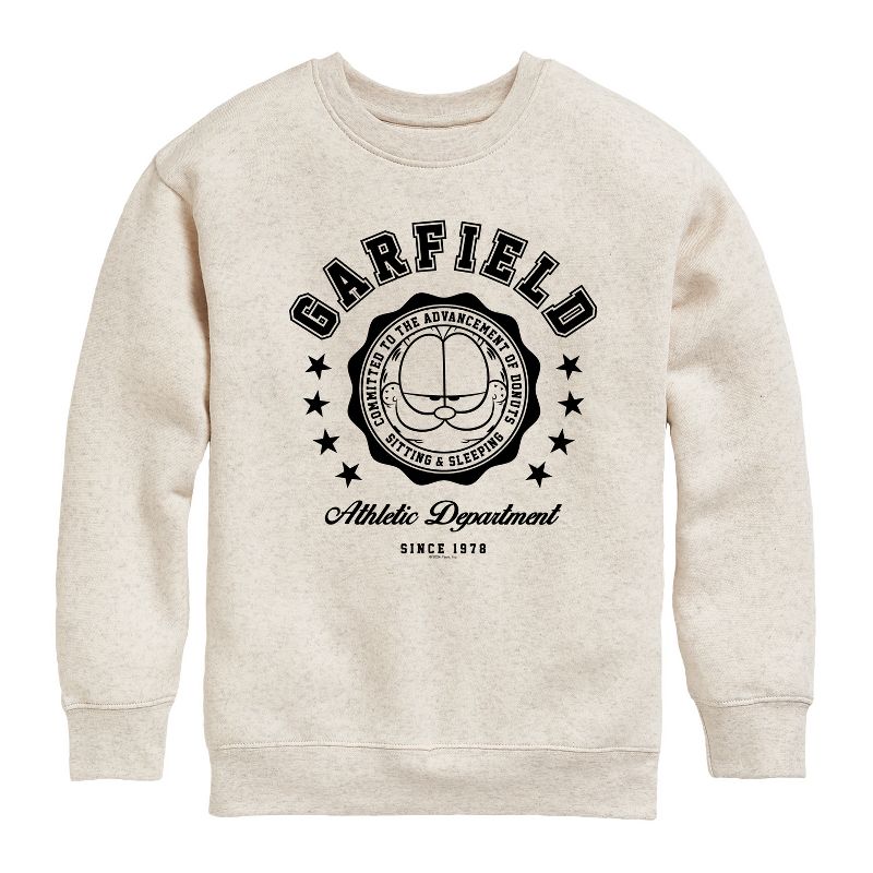Boys' - Garfield - Varsity Seal Graphic Long Sleeve Fleece Sweatshirt