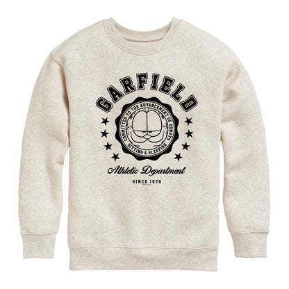 Boys' - Garfield - Varsity Seal Graphic Long Sleeve Fleece Sweatshirt