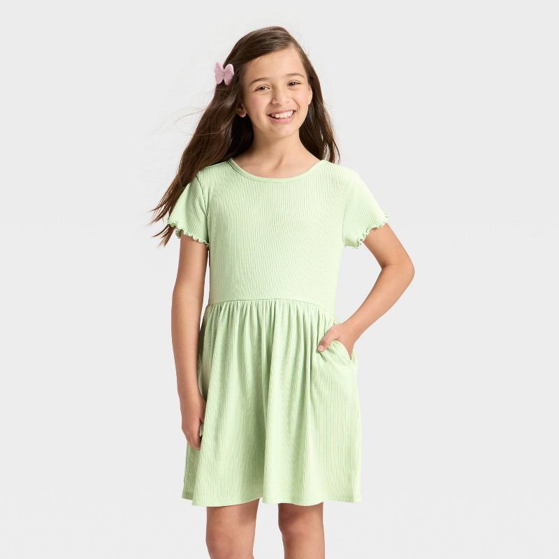 Girls' Short Sleeve Ribbed Dress - Cat & Jack