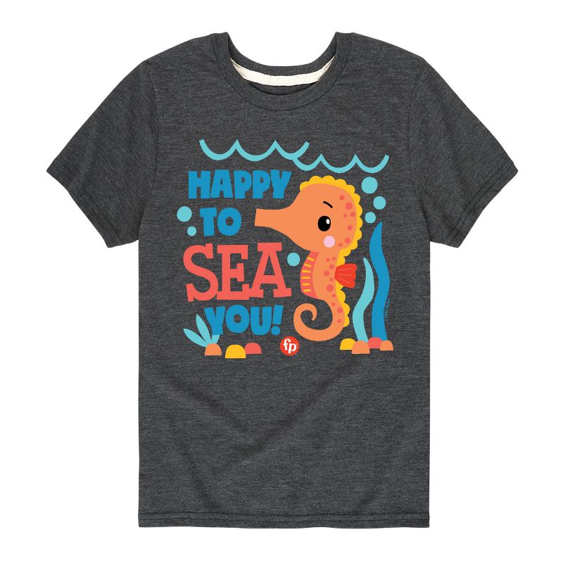 تي شيرت جرافيكي بأكمام قصيرة مطبوع عليه عبارة "Happy To Sea You" للأولاد من Fisher-Price