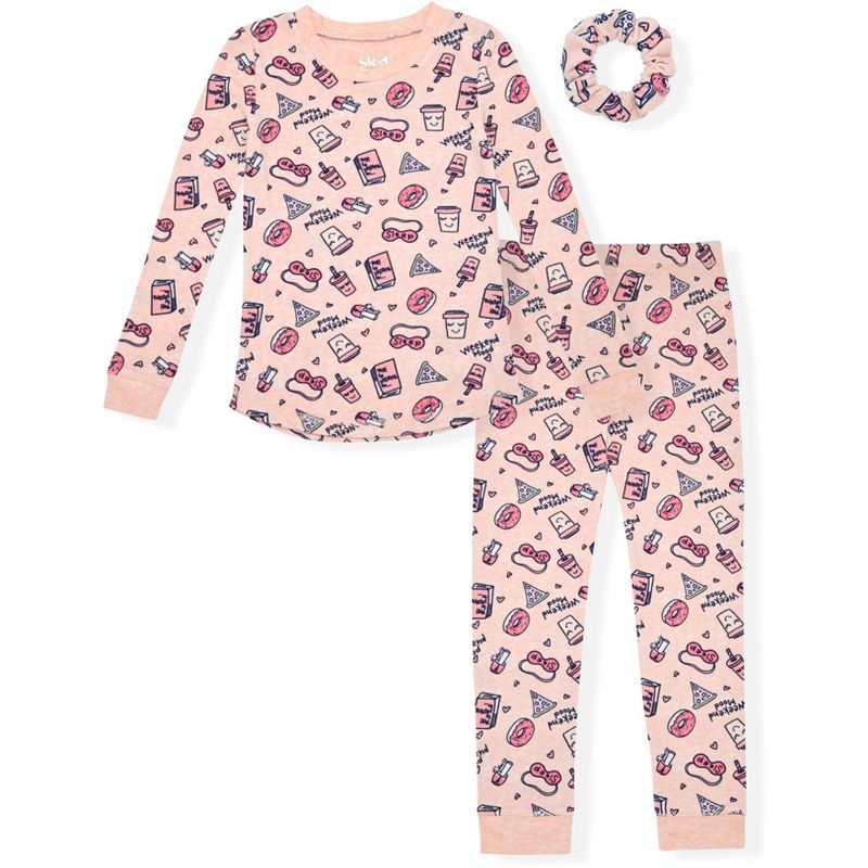 Sleep On It Girls 2-Piece Super Soft Jersey Long Sleeve Snug-Fit Pajama Set - Toddler Pajamas to Girls Pajama Sets