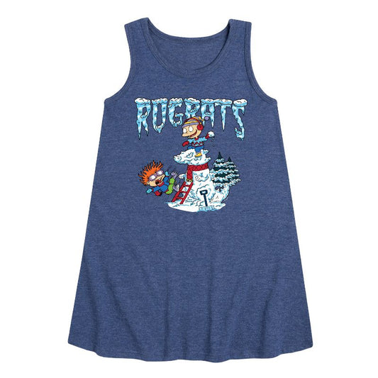 Girls' - Rugrats - Snowball Fight Graphic Sleeveless Aline Dress