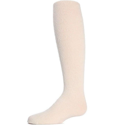 Memoi Swirled Floral Girls Opaque Tights