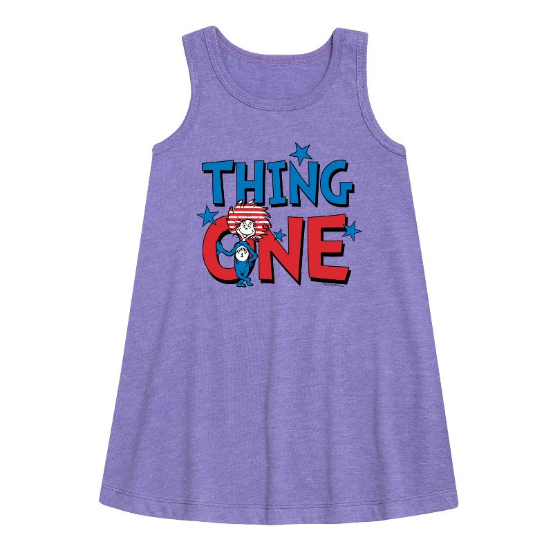 Girls' - Dr. Seuss - American Thing One Graphic Sleeveless Aline Dress