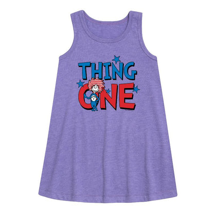 Girls' - Dr. Seuss - American Thing One Graphic Sleeveless Aline Dress