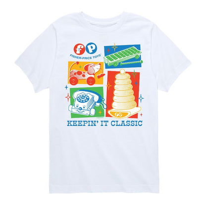 تي شيرت جرافيكي بأكمام قصيرة من Fisher-Price 60S Toys Grid للأولاد - Fisher Price