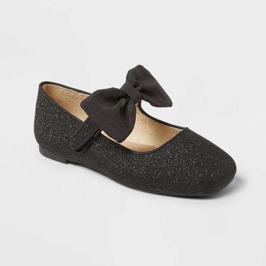 Toddler Girls' Juni Bow Ballet Flats - Cat & Jack™ Black