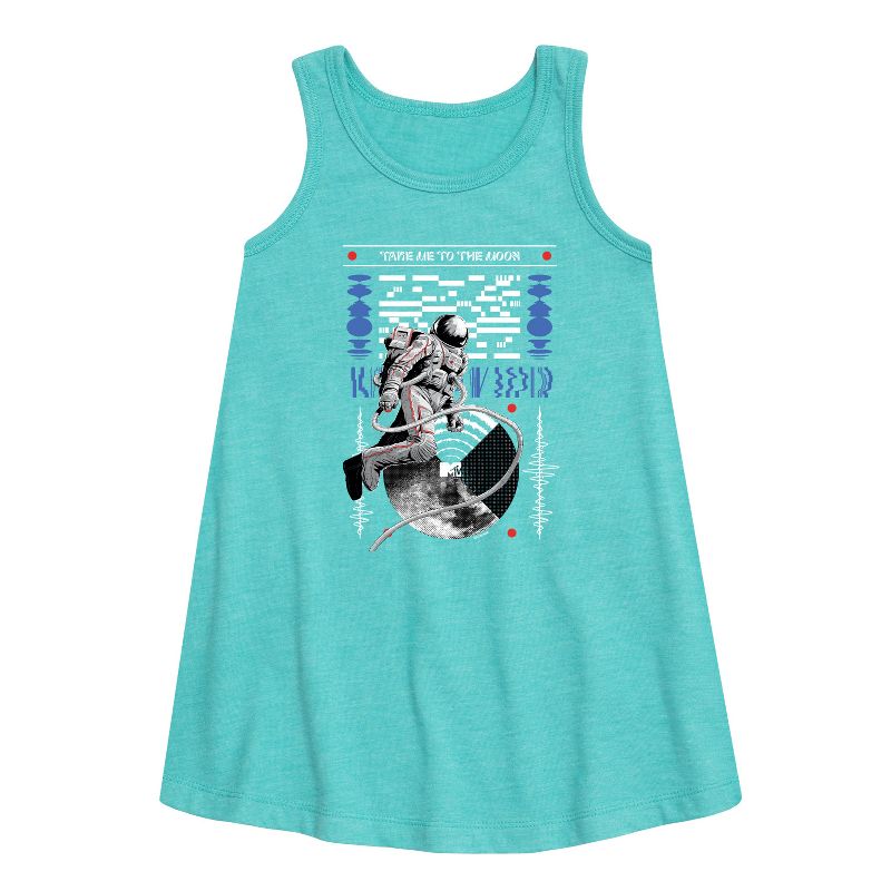 Girls' - MTV - Take Me To The Moon Person Graphic Sleeveless Aline Dress