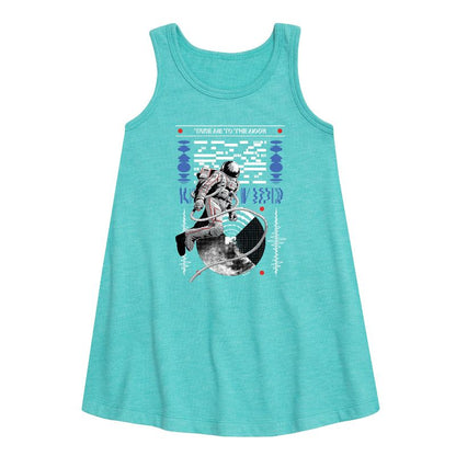 Girls' - MTV - Take Me To The Moon Person Graphic Sleeveless Aline Dress