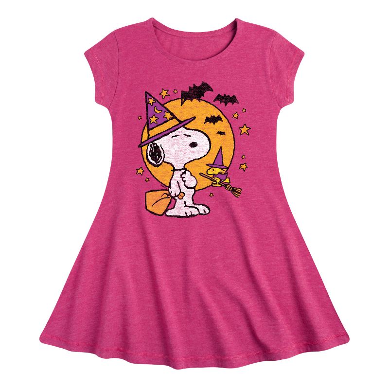 فستان سنوبي وودستوك ويتشكرافت بأكمام قصيرة مناسب للفتيات - بينتس