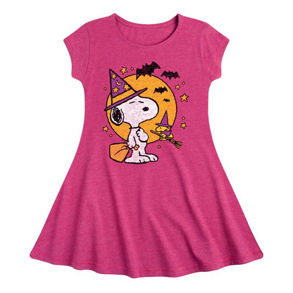 فستان سنوبي وودستوك ويتشكرافت بأكمام قصيرة مناسب للفتيات - بينتس