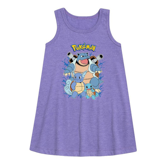 Girls' - Pokémon - Squirtle Evolution Graphic Sleeveless Aline Dress