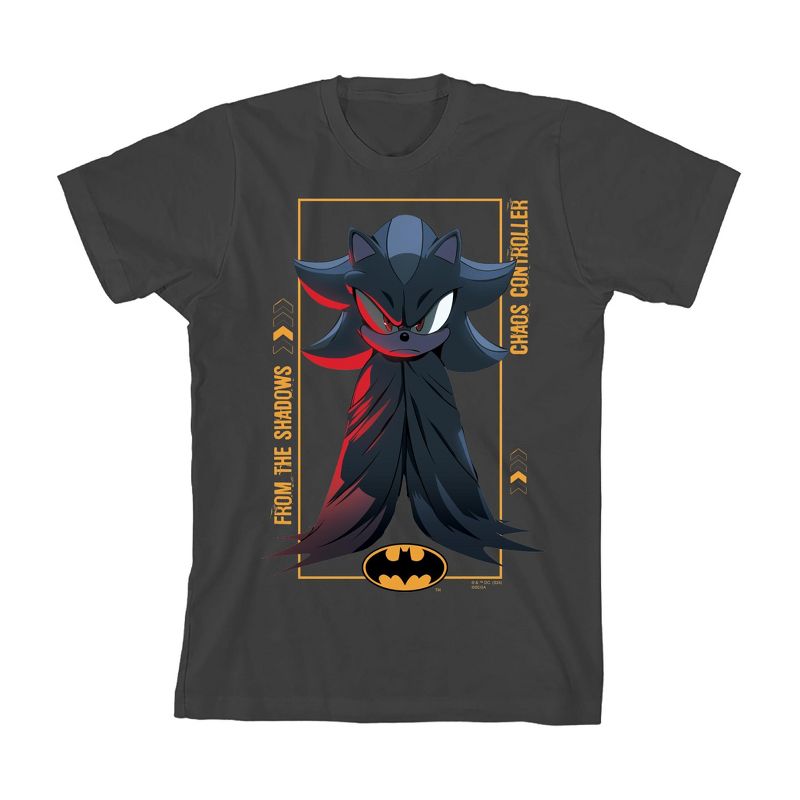 تي شيرت DC x Sonic the Hedgehog Chaos Controller Shadow X Batman Youth برقبة دائرية وأكمام قصيرة