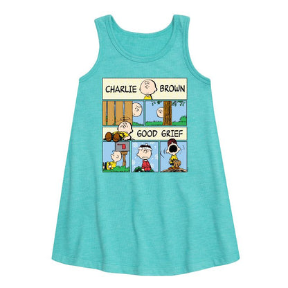Girls' - Peanuts - Good Grief Comic Graphic Sleeveless Aline Dress