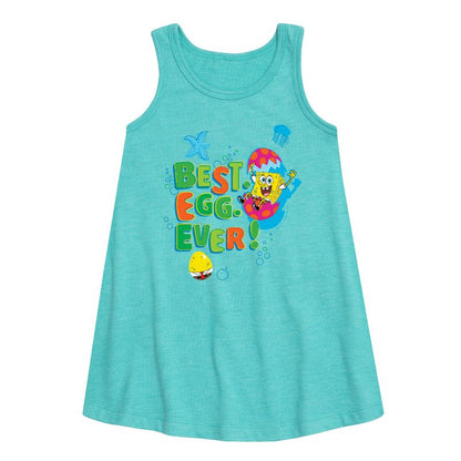 فستان بناتي بتصميم مخطط بدون أكمام من سبونج بوب سكوير بانتس - أفضل بيضة على الإطلاق