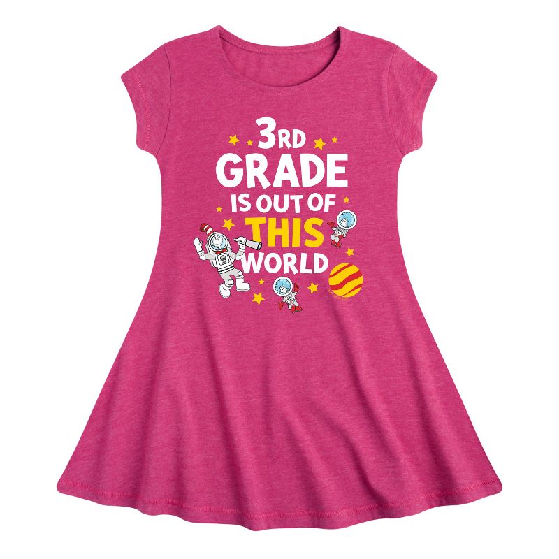 Girls' - Dr. Seuss - Third Grade Out Of This World Fit & Flair Cap Sleeve Dress