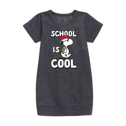 Girls' - Peanuts - School Is Cool Graphic Short Sleeve Fleece Dress
