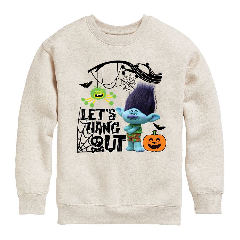 Boys' - Trolls - Lets Hang Out Branch Graphic Long Sleeve Fleece Sweatshirt