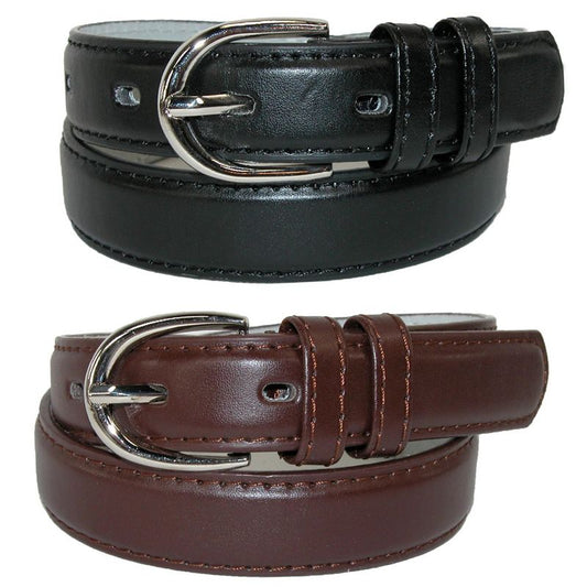 CTM Kid's Basic Leather Dress Belt (Pack of 2 Colors)