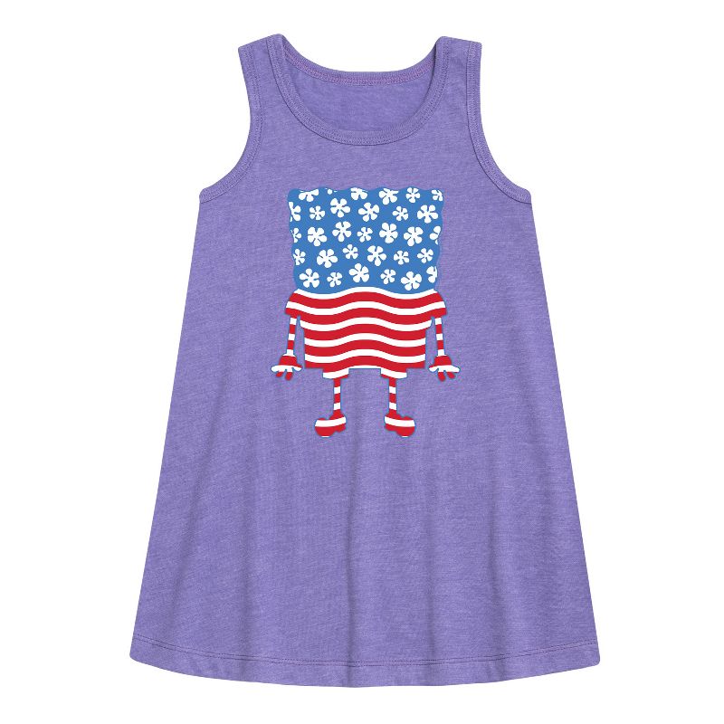 Girls' - SpongeBob SquarePants - Silhouette Stars Stripes Graphic Sleeveless Aline Dress