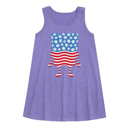 Girls' - SpongeBob SquarePants - Silhouette Stars Stripes Graphic Sleeveless Aline Dress