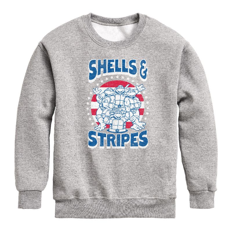 Boys' - Teenage Mutant Ninja Turtles - Shells And Stripes Graphic Long Sleeve Fleece Sweatshirt
