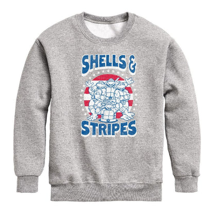 Boys' - Teenage Mutant Ninja Turtles - Shells And Stripes Graphic Long Sleeve Fleece Sweatshirt
