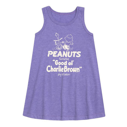 Girls' - Peanuts - Good ol' Charlie Brown Graphic Sleeveless Aline Dress