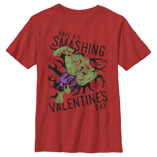 Boy's Marvel Valentine's Day Hulk Smashing T-Shirt