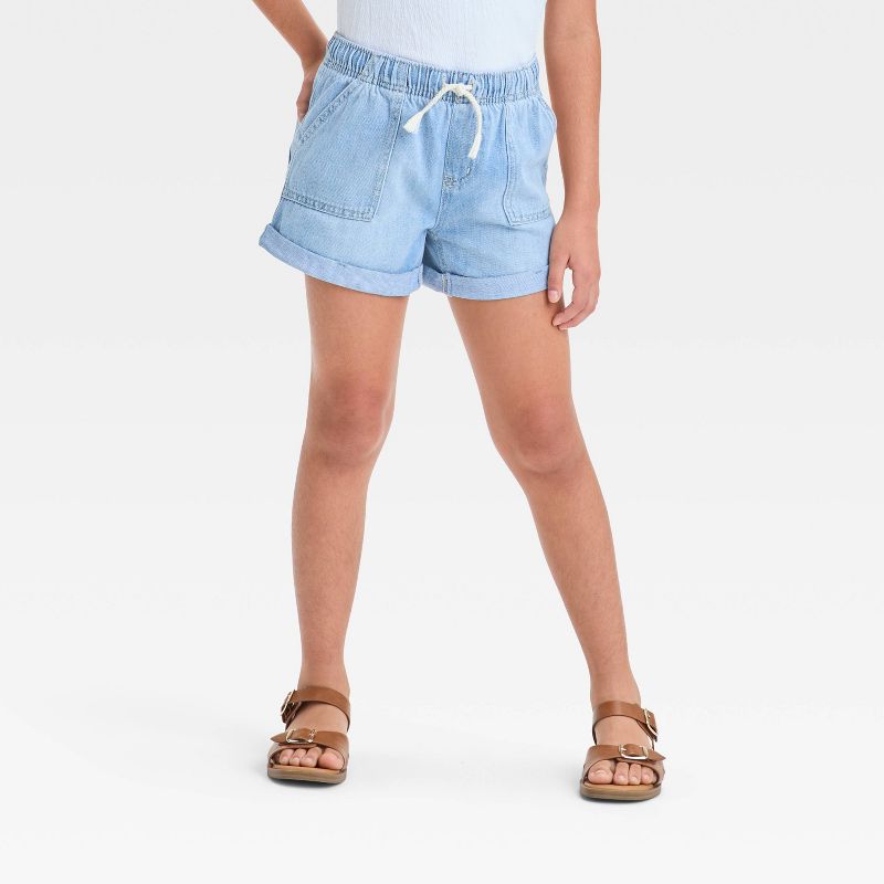 Girls' High-Rise Pull-On Denim Utility Shorts - Cat & Jack™
