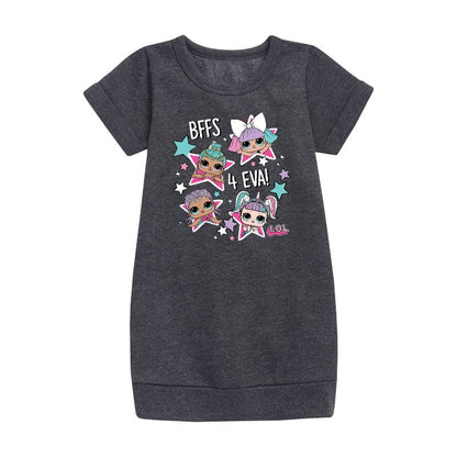 فستان صوف بأكمام قصيرة من إيفا مطبوع عليه صورة مفاجأة LOL! للبنات