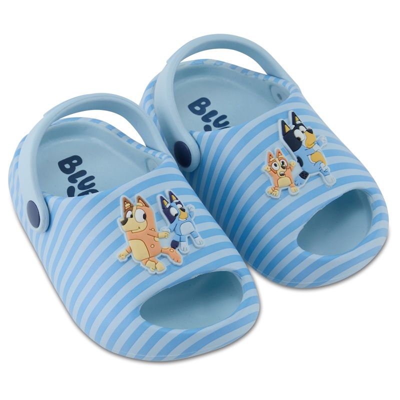 قبقاب بلوي وبينجو للأطفال من مادة إي في إيه - قبقاب مصبوب مفتوح الأصابع من مادة إي في إيه للأولاد والبنات، يتميز بأحذية بانديت وتشيلي وبينجو