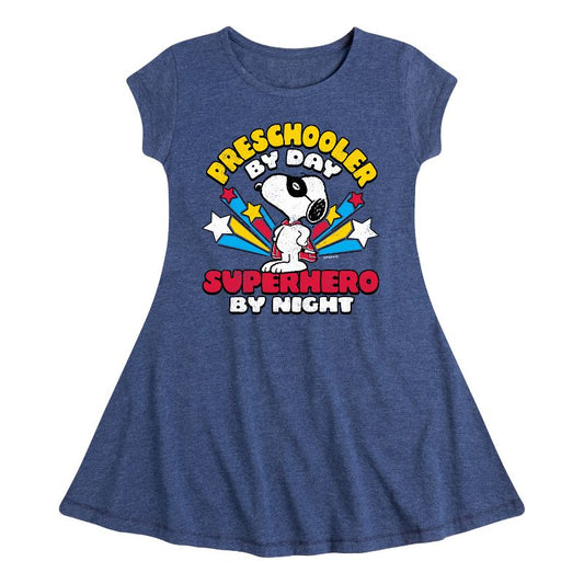 Girls' - Peanuts - Preschooler By Day Fit & Flair Cap Sleeve Dress