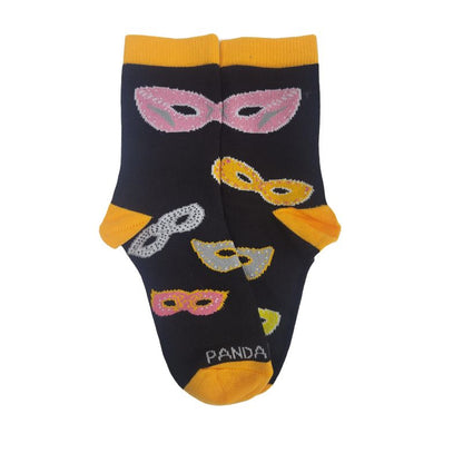 Masquerade Mask Socks with Orange Trim - from the Sock Panda - Great for Halloween