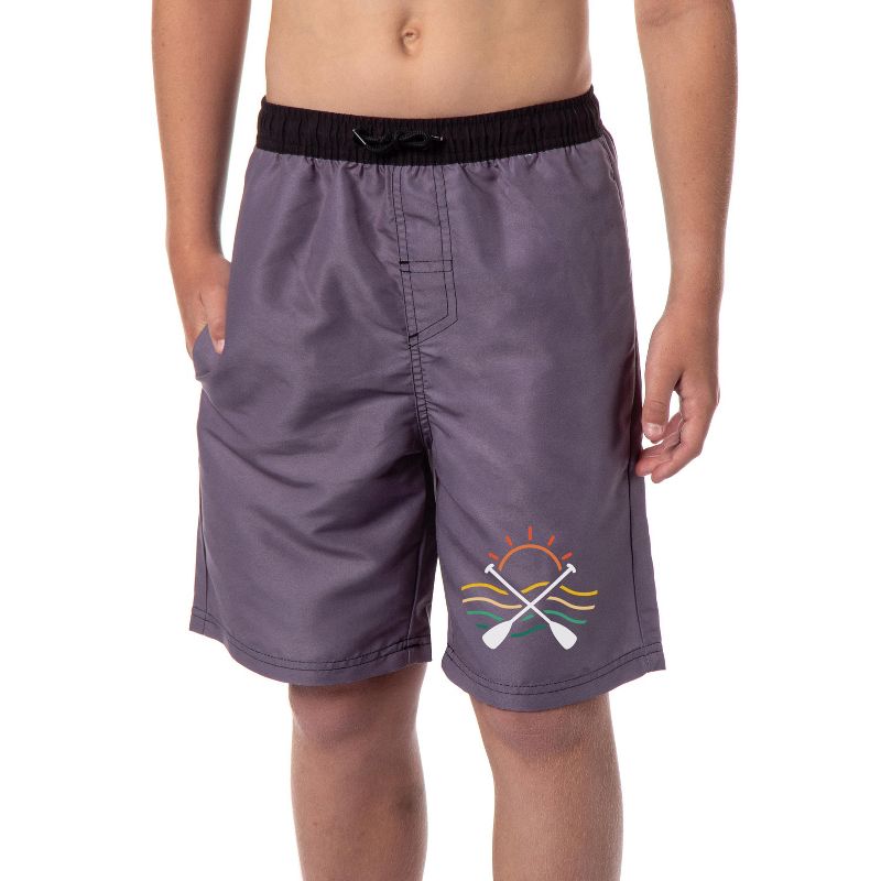 شورت سباحة للأولاد من Sunset بحزام خصر مطاطي، رمادي