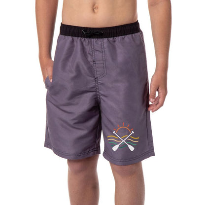 شورت سباحة للأولاد من Sunset بحزام خصر مطاطي، رمادي