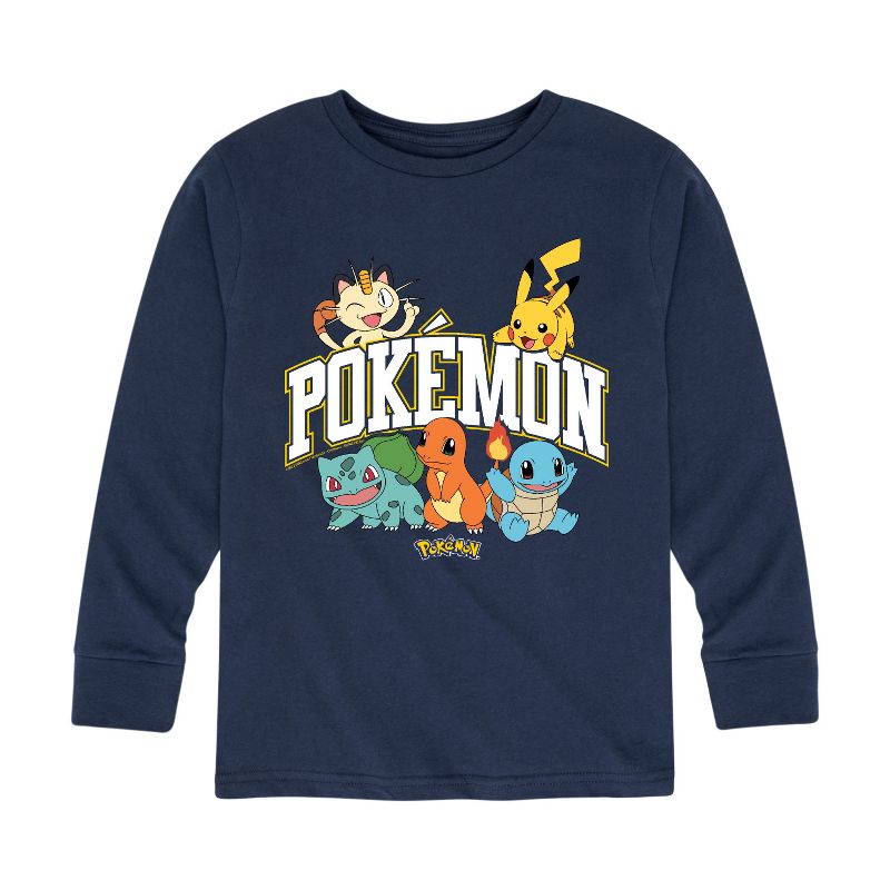 تي شيرت رياضي بأكمام طويلة بشعار جرافيكي للأولاد - بوكيمون - بيكاتشو تشارمندر بولباسور سكويرتل ميوث