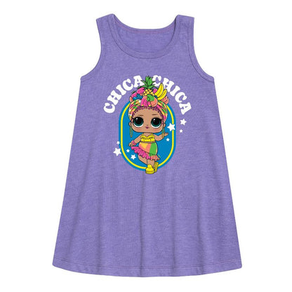 Girls' - LOL Surprise! - Chica Chica Tropical Graphic Sleeveless Aline Dress