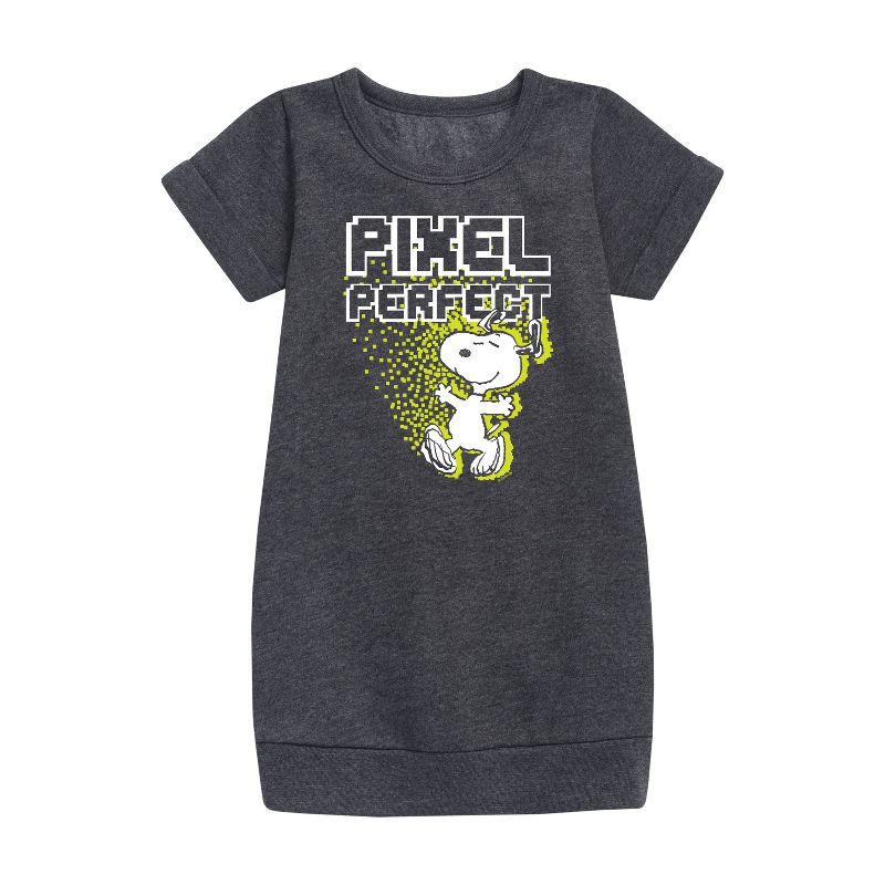 Girls' - Peanuts - Pixel Perfect Graphic Short Sleeve Fleece Dress