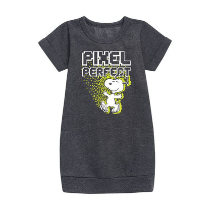 Girls' - Peanuts - Pixel Perfect Graphic Short Sleeve Fleece Dress