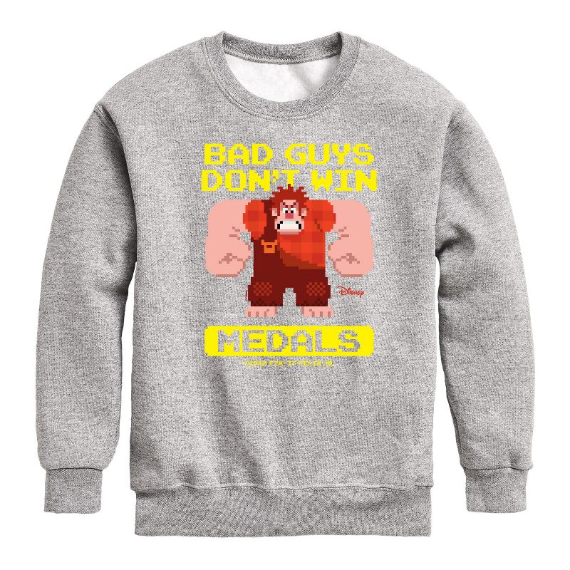 Boys' - Disney - Bad Guys Don't Win Medals Graphic Long Sleeve Fleece Sweatshirt