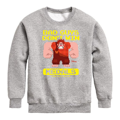 Boys' - Disney - Bad Guys Don't Win Medals Graphic Long Sleeve Fleece Sweatshirt