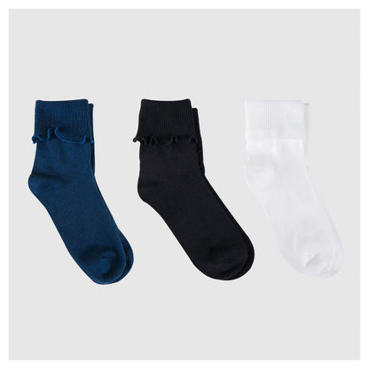 Girls' 3pk Bobby Socks - Cat & Jack™ White/Navy/Black